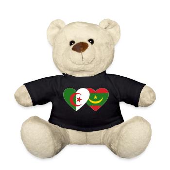 Algeria Mauritania Flag Heart - Teddy Bear - black - Front