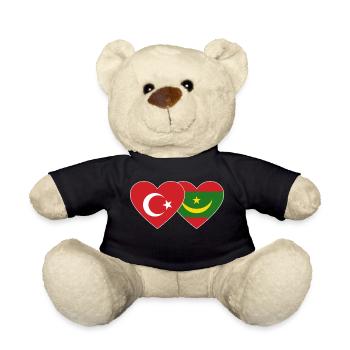Turkey Mauritania Flag Heart - Teddy Bear - black - Front