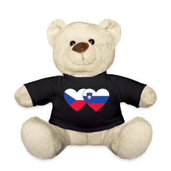 Tschechien Slowenien Flagge Herz - Teddy - Schwarz - Vorne