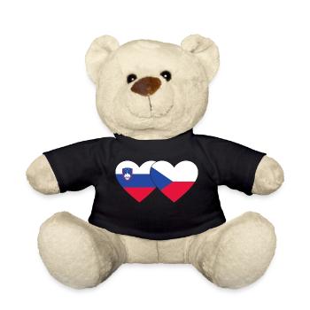 Slowenien Tschechien Flagge Herz - Teddy - Schwarz - Vorne
