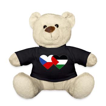 Czech Republic Palestine Flag Heart - Teddy Bear - black - Front