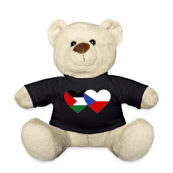 Palestine République tchèque Drapeau Coeur - Nounours - noir - Devant