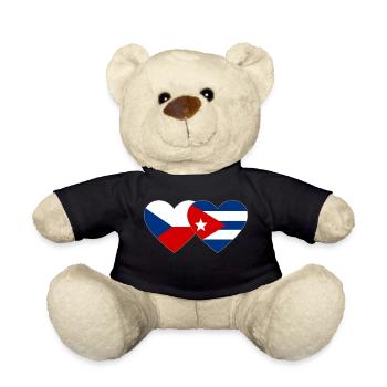 Czech Republic Cuba Flag Heart - Teddy Bear - black - Front