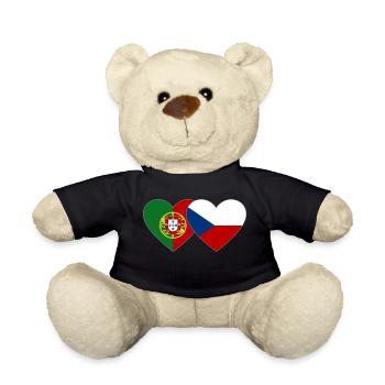 Portugal Tschechien Flagge Herz - Teddy - Schwarz - Vorne