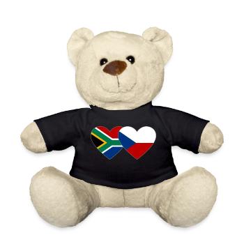 Afrique du Sud Drapeau République Tchèque Coeur - Nounours - noir - Devant