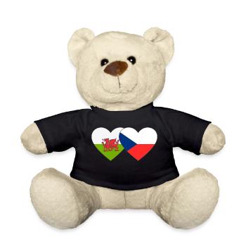 Pays de Galles République tchèque Drapeau Coeur - Nounours - noir - Devant