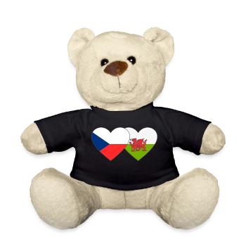 Drapeau de la République tchèque Pays de Galles Coeur - Nounours - noir - Devant