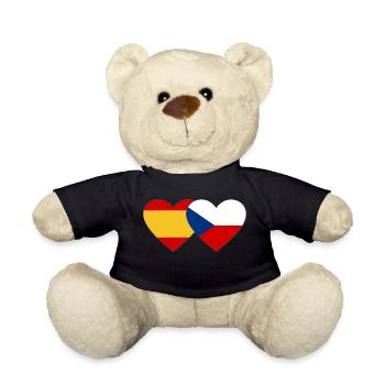 Spanien Tschechien Flagge Herz - Teddy - Schwarz - Vorne
