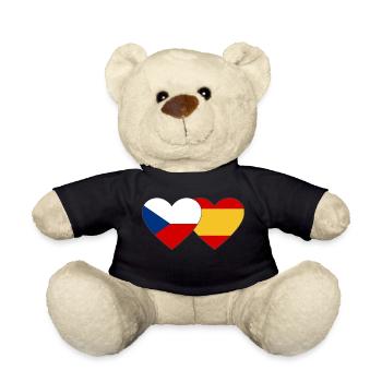 Tschechien Spanien Flagge Herz - Teddy - Schwarz - Vorne