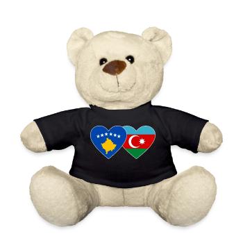 Kosovo Azerbaijan Flag Heart - Teddy Bear - black - Front