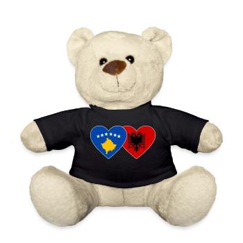 Kosovo Albanie Drapeau Coeur - Nounours - noir - Devant