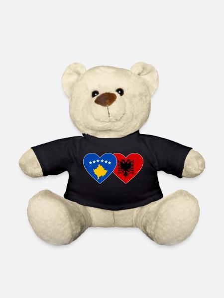 Kosovo Albanien Flagge Herz - Teddy - Schwarz