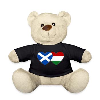 Ecosse, Hongrie, Drapeau, Cœur - Nounours - noir - Devant