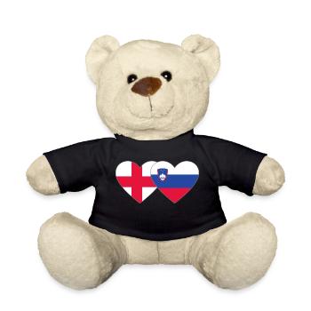 England Slovenia Flag Heart - Teddy Bear - black - Front
