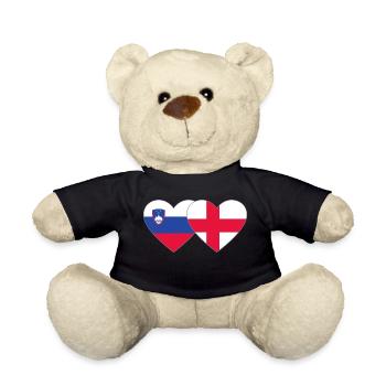 Slowenien England Flagge Herz - Teddy - Schwarz - Vorne