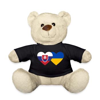 Slowakei Ukraine Flagge Herz - Teddy - Schwarz - Vorne