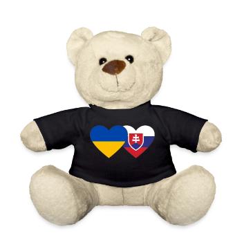 Ukraine Slowakei Flagge Herz - Teddy - Schwarz - Vorne