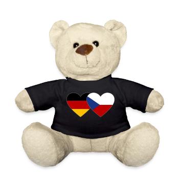 Germany Czech Republic Flag Heart Flag - Teddy Bear - black - Front