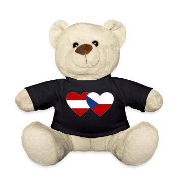 Autriche République tchèque Drapeau coeur Drapeau - Nounours - noir - Devant