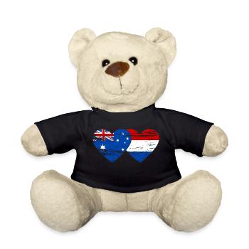 Australie Hollande Drapeau Coeur Drapeau utilisé - Nounours - noir - Devant
