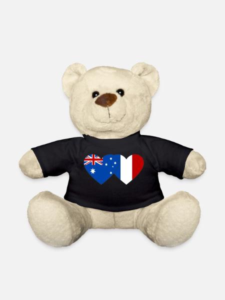 Drapeau de l’Australie France Coeur - Nounours - noir