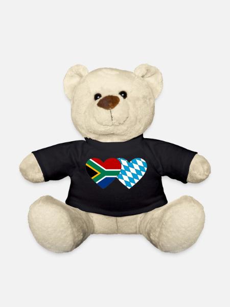 South Africa Bavaria Flag Heart - Teddy Bear - black