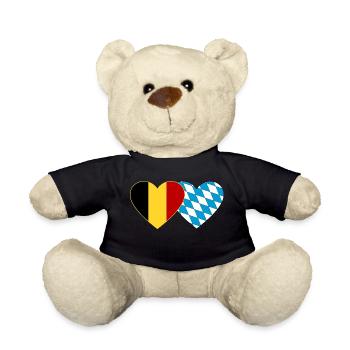 Belgium Bavaria Flag Heart - Teddy Bear - black - Front