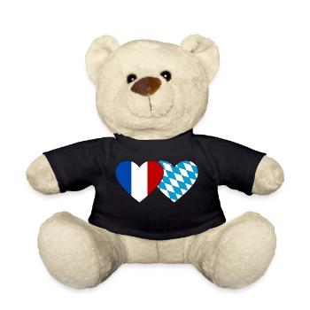 France Bavaria Flag Heart - Teddy Bear - black - Front