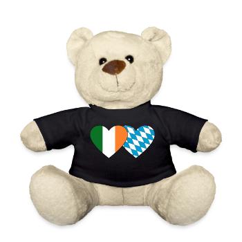 Ireland Bavaria Flag Heart - Teddy Bear - black - Front