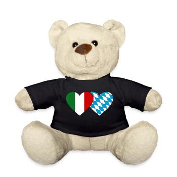 Italy Bavaria Flag Heart - Teddy Bear - black - Front