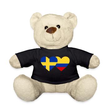 Suède Colombie Drapeau Coeur - Nounours - noir - Devant
