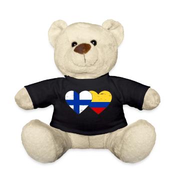 Finlande Colombie Drapeau Coeur Utilisé - Nounours - noir - Devant