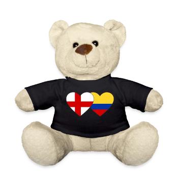 England Colombia Flag Heart - Teddy Bear - black - Front