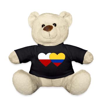 Poland Colombia Flag Heart - Teddy Bear - black - Front