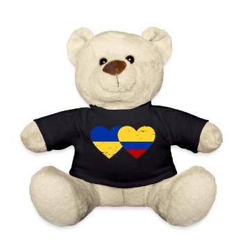 Ukraine Colombie Drapeau Coeur Utilisé - Nounours - noir - Devant
