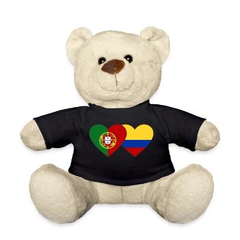 Portugal Colombia Flag Heart - Teddy Bear - black - Front
