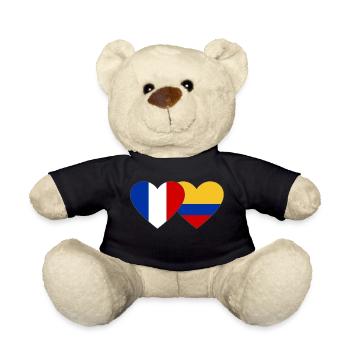 France Colombia Flag Heart - Teddy Bear - black - Front