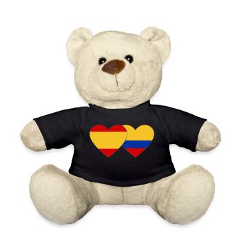 Spain Colombia Flag Heart - Teddy Bear - black - Front