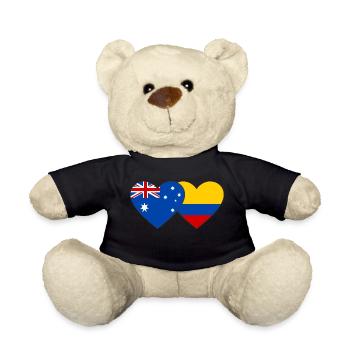 Australia Colombia Flag Heart - Teddy Bear - black - Front