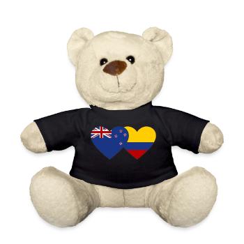 Nouvelle-Zélande Colombie Drapeau Coeur - Nounours - noir - Devant