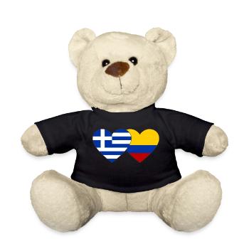 Greece Colombia Flag Heart - Teddy Bear - black - Front