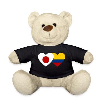 Japan Colombia Flag Heart - Teddy Bear - black - Front