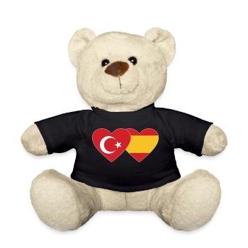 Turquie Espagne Drapeau Coeur - Nounours - noir - Devant