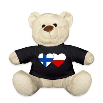 Finlande Pologne Drapeau Coeur - Nounours - noir - Devant