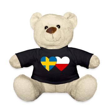 Schweden Polen Flagge Herz - Teddy - Schwarz - Vorne