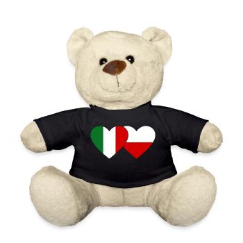 Italien Polen Flagge Herz - Teddy - Schwarz - Vorne