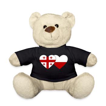Georgien Polen Flagge Herz - Teddy - Schwarz - Vorne