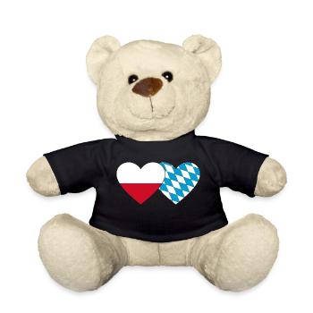 Poland Bavaria Flag Heart - Teddy Bear - black - Front