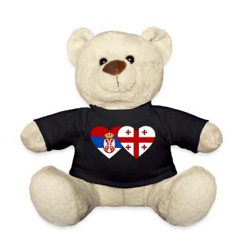 Serbia Georgia Flag Heart - Teddy Bear - black - Front