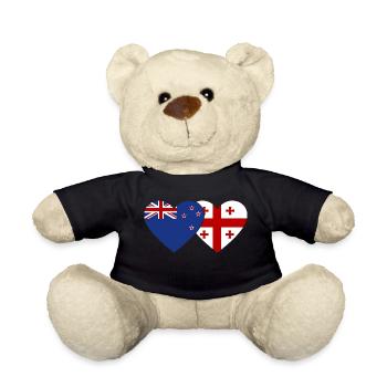 Nouvelle-Zélande Géorgie Drapeau Coeur - Nounours - noir - Devant